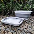 Collapsible foldable washing baskets white and grey